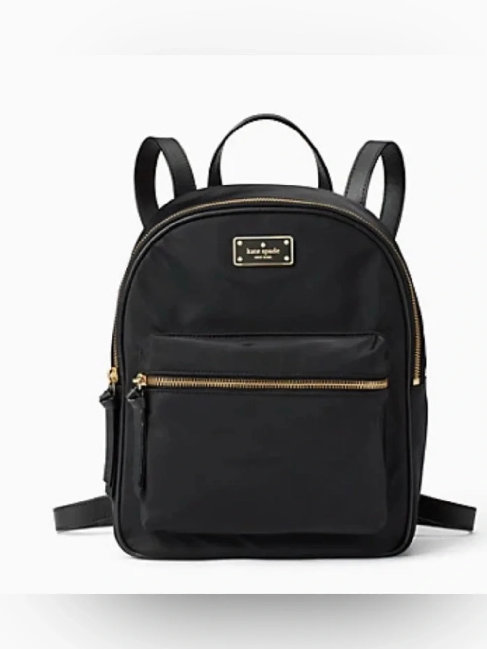 kate spade Black Nylon Mini Backpack with Gold Accents